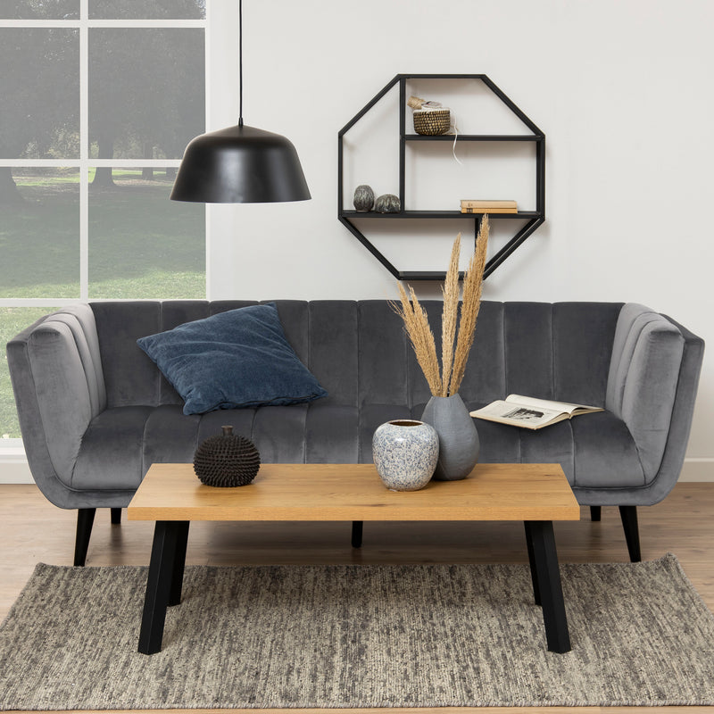 Seaford Octagonal Metal Wall Shelf in Black — detail view