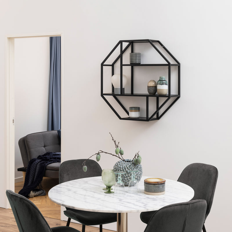 Seaford Octagonal Metal Wall Shelf in Black — alternative angle