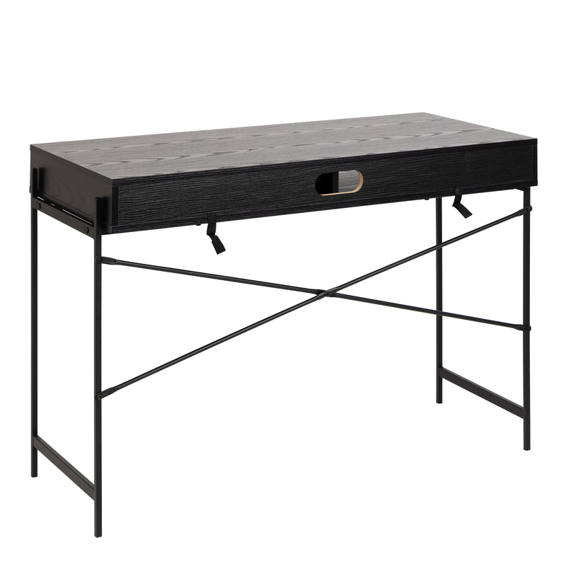 Angus Office Desk with Sliding Door in Black — detail view