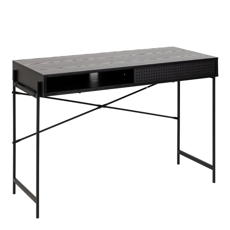 Angus Office Desk with Sliding Door in Black — alternative angle