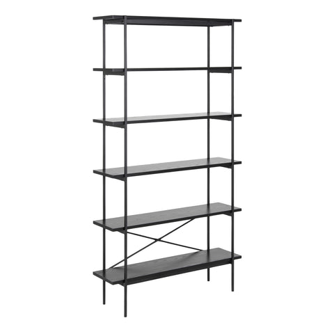 Angus Bookcase with 5 Shelves in Black — front view