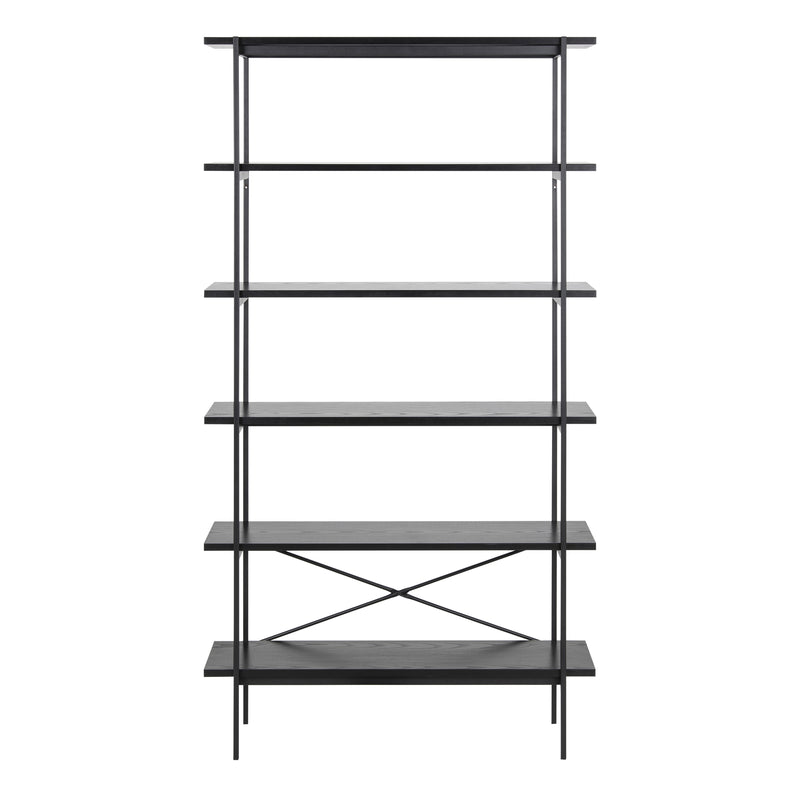 Angus Bookcase with 5 Shelves in Black — side angle