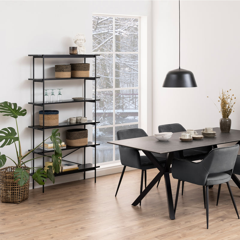 Angus Bookcase with 5 Shelves in Black — alternative angle
