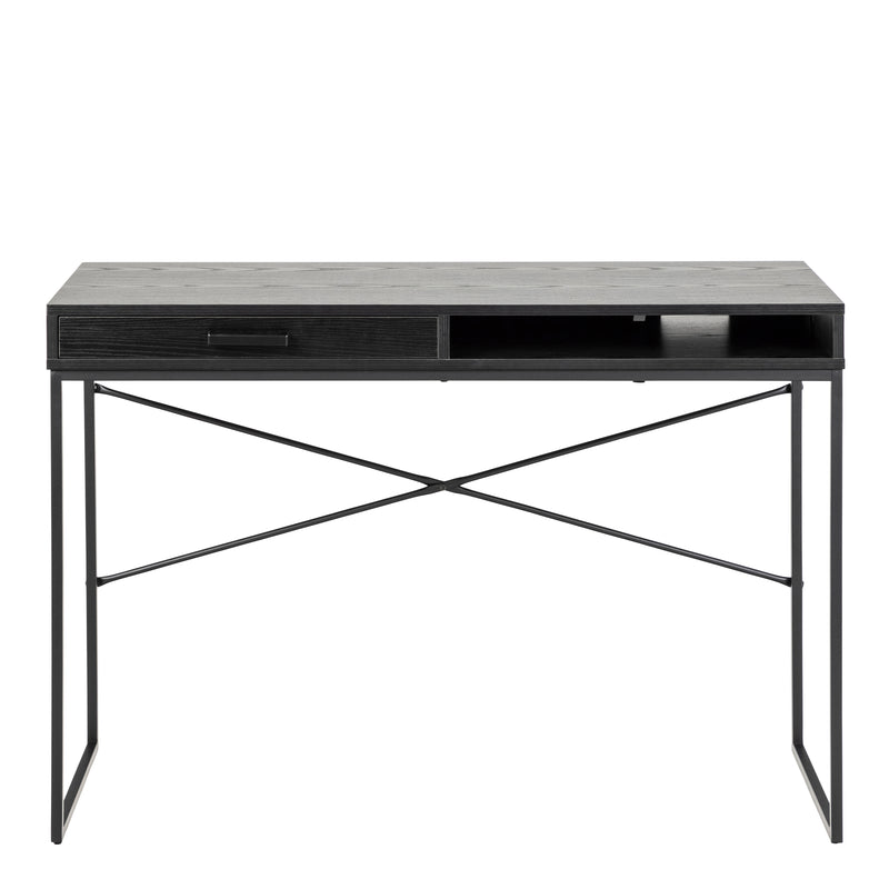 Seaford 1 Drawer Office Desk in Ash Black — side angle