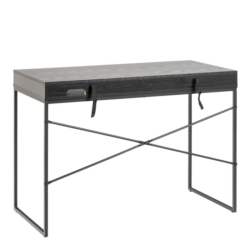Seaford 1 Drawer Office Desk in Ash Black — detail view