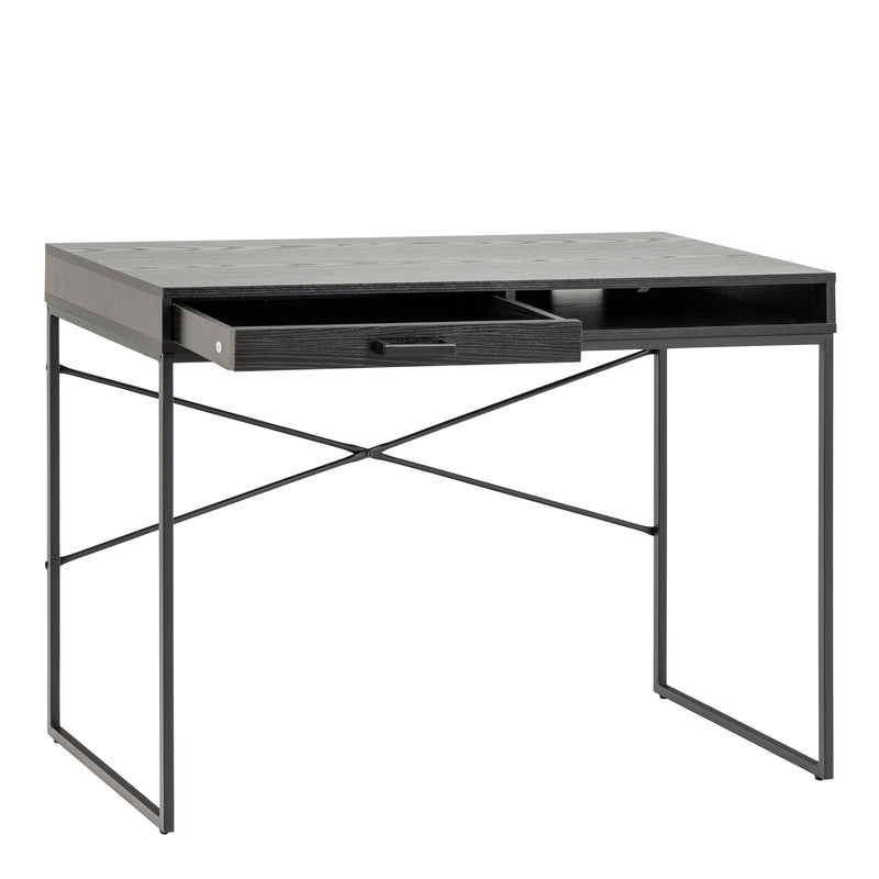 Seaford 1 Drawer Office Desk in Ash Black — alternative angle