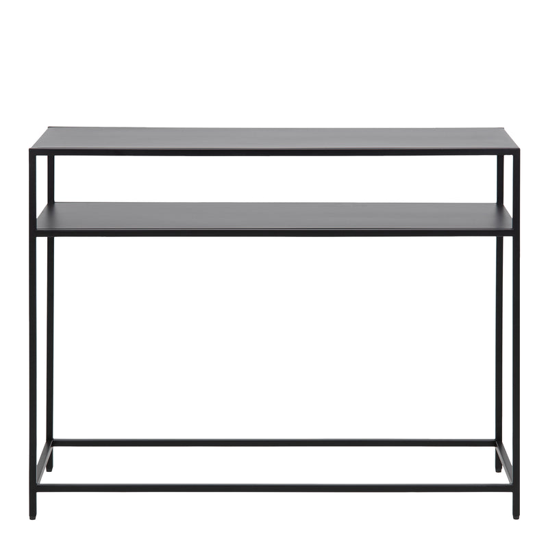 Newcastle Console Table with Open Shelf in Matt Black — side angle