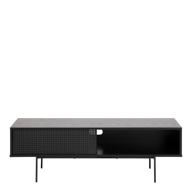 Angus TV Unit with 1 Sliding Door in Black — side angle