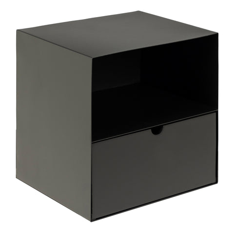 Joliet 1 Drawer Wallmounted Bedside Table in Matt Black — front view