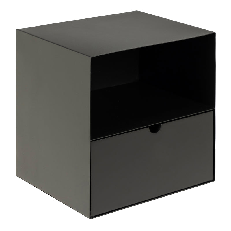 Joliet 1 Drawer Wallmounted Bedside Table in Matt Black — front view