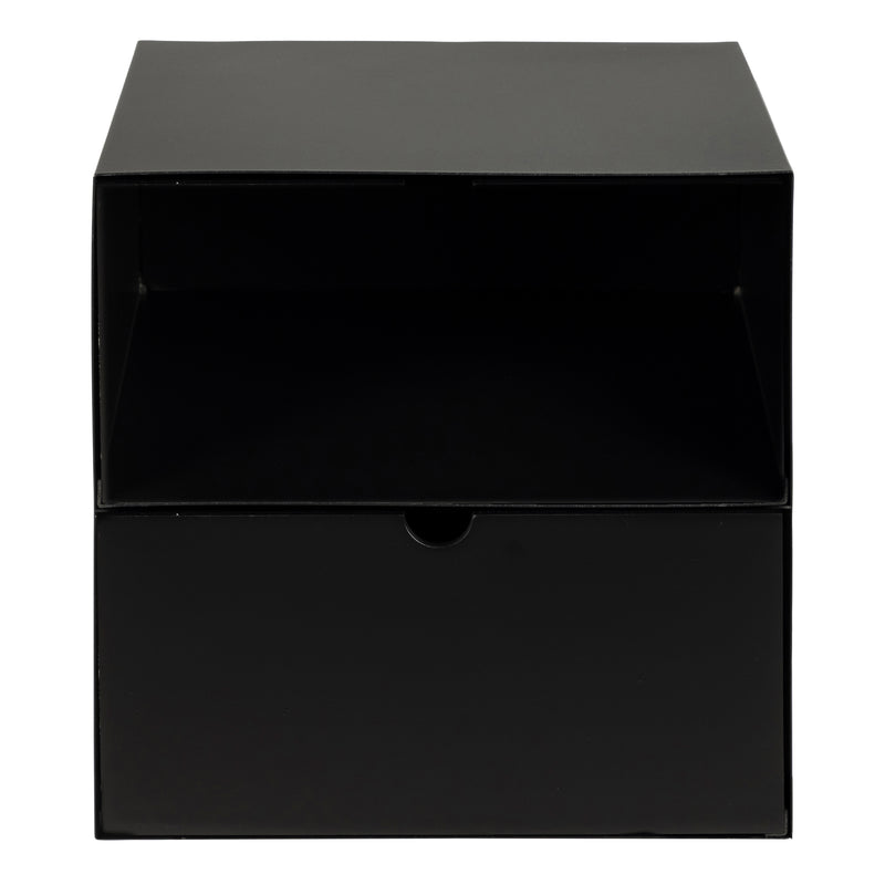 Joliet 1 Drawer Wallmounted Bedside Table in Matt Black — side angle