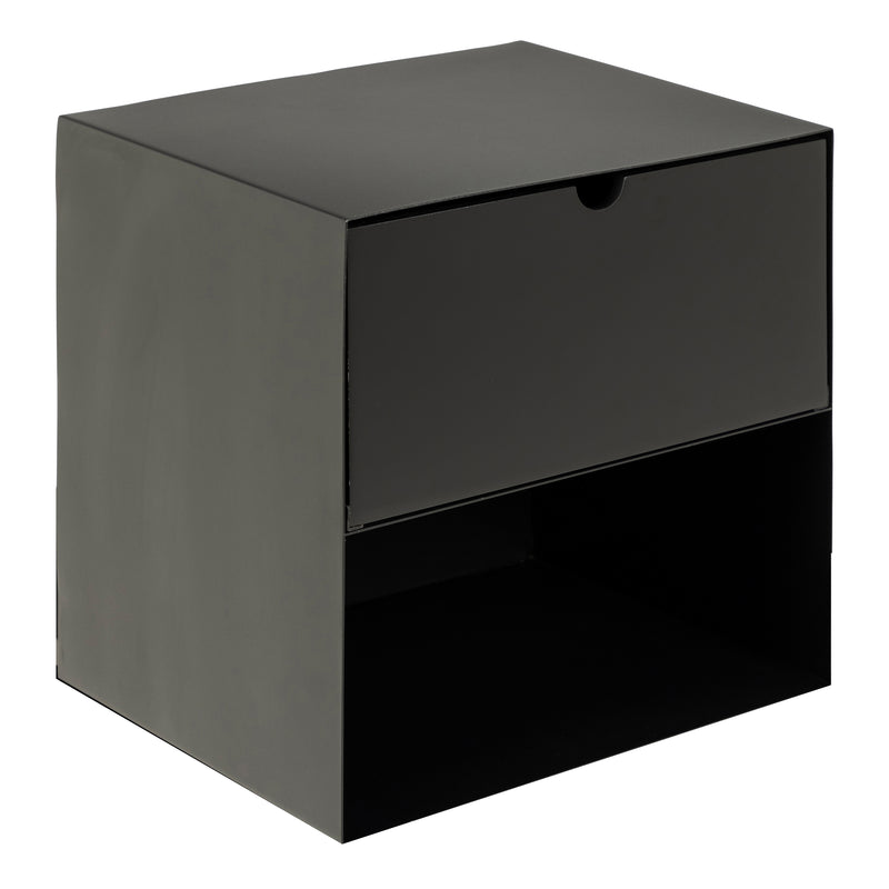 Joliet 1 Drawer Wallmounted Bedside Table in Matt Black — alternative angle