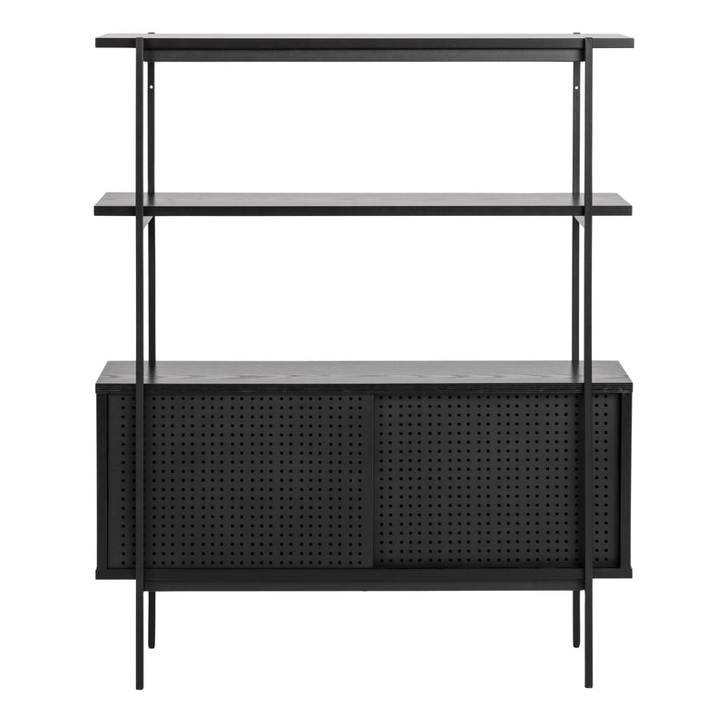 Angus Small Bookcase with 2 Sliding Doors in Black — view