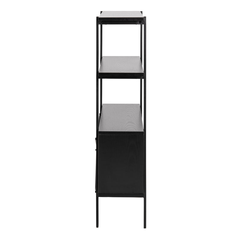 Angus Small Bookcase with 2 Sliding Doors in Black — detail view