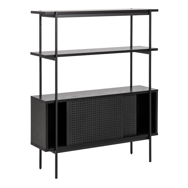 Angus Small Bookcase with 2 Sliding Doors in Black — alternative angle