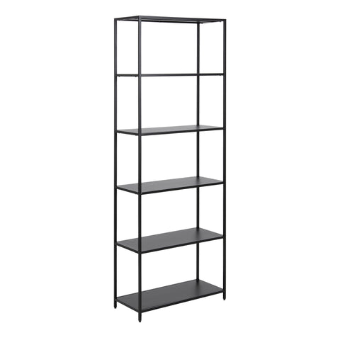 Newcastle Tall Bookcase with 5 Shelves in Matt Black — front view