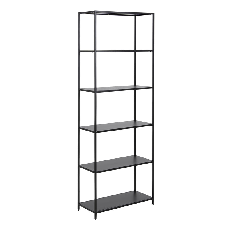 Newcastle Tall Bookcase with 5 Shelves in Matt Black — front view