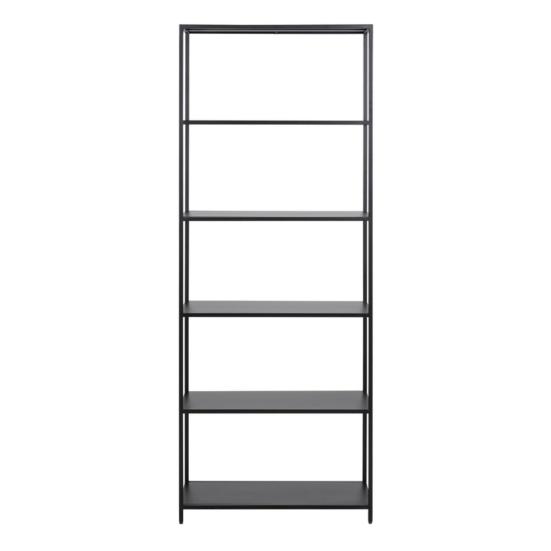Newcastle Tall Bookcase with 5 Shelves in Matt Black — side angle