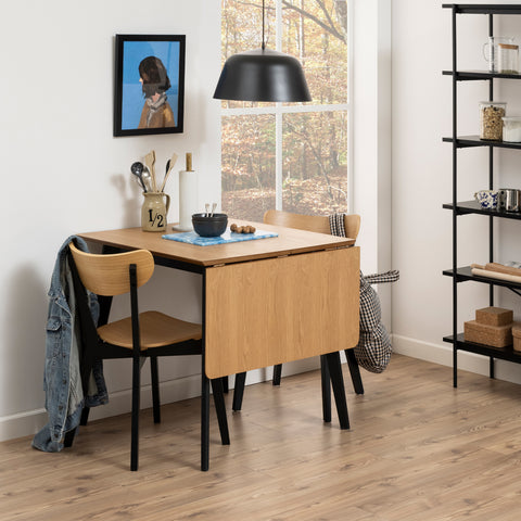 Roxby Extending Dining Table 120x80cm in Oak & Black includes 2 Roxby Dining Chairs in Black and Oak — view