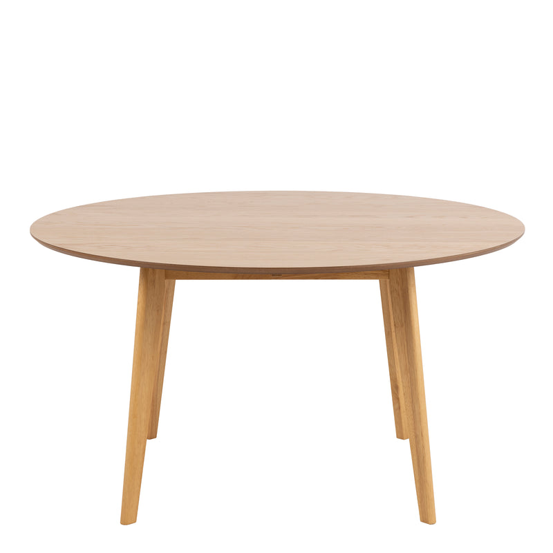 Roxby Round Dining Table in Oak 140cm — side angle