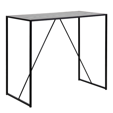 Seaford Black Metal Bar Table with Black Ash Top — front view