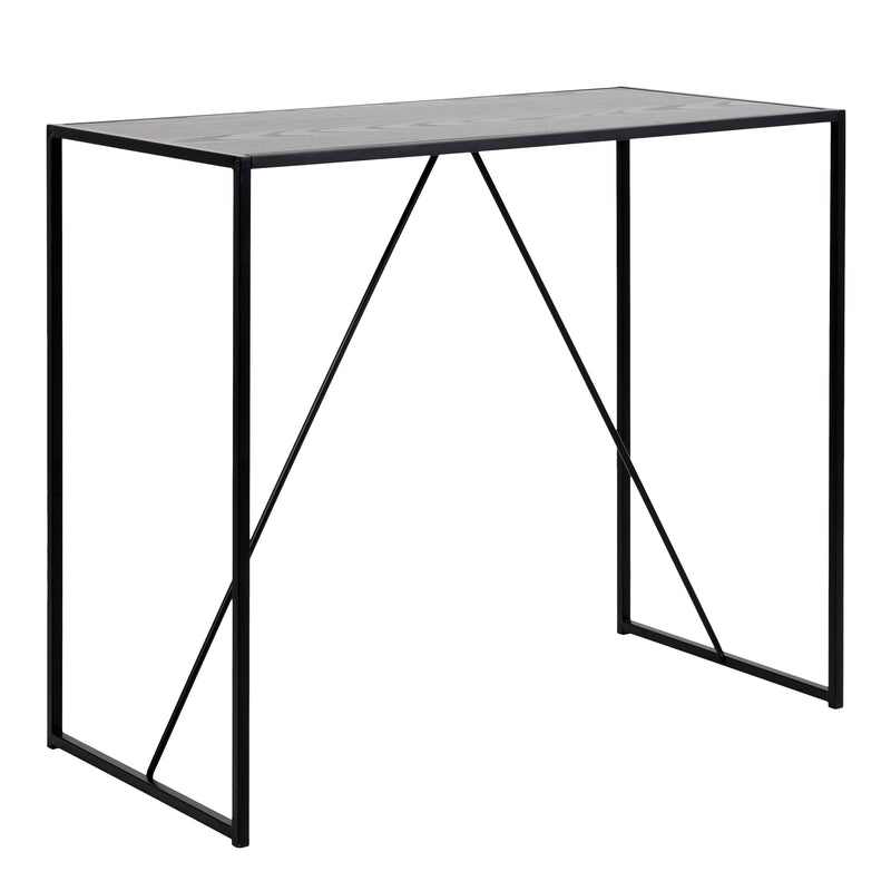 Seaford Black Metal Bar Table with Black Ash Top — front view