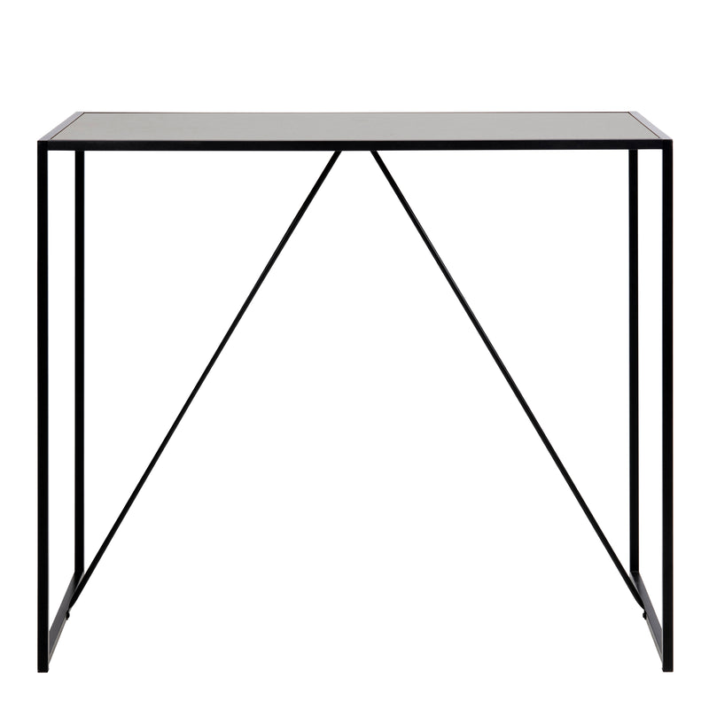 Seaford Black Metal Bar Table with Black Ash Top — side angle