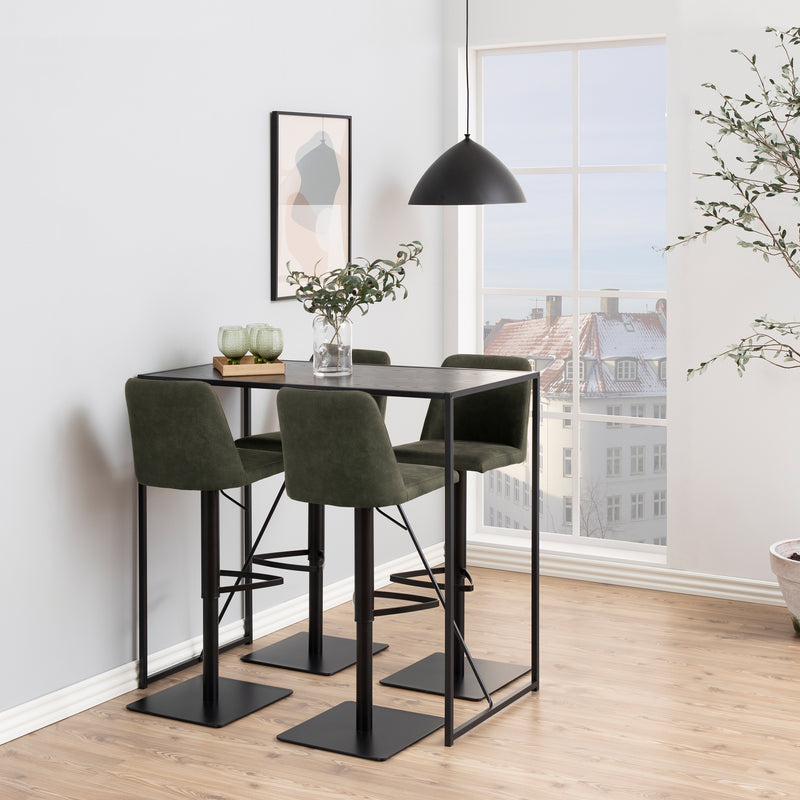 Seaford Black Metal Bar Table with Black Ash Top — detail view