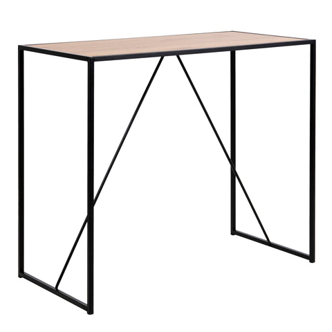 Seaford Black Metal Bar Table with Oak Top — front view