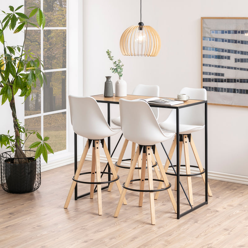 Seaford Black Metal Bar Table with Oak Top — detail view