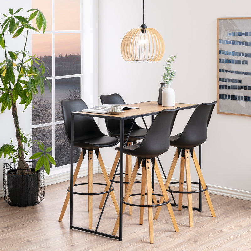 Seaford Black Metal Bar Table with Oak Top — alternative angle