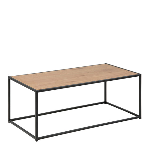 Seaford Black Metal Coffee Table with Oak Top — front view