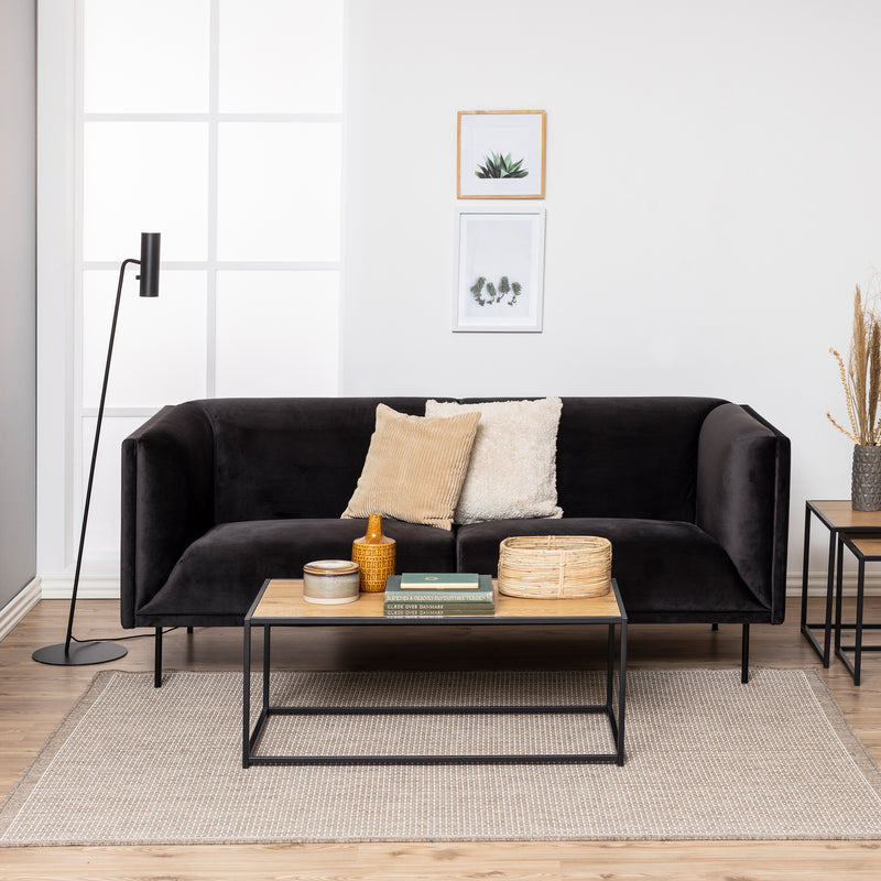 Seaford Black Metal Coffee Table with Oak Top — alternative angle