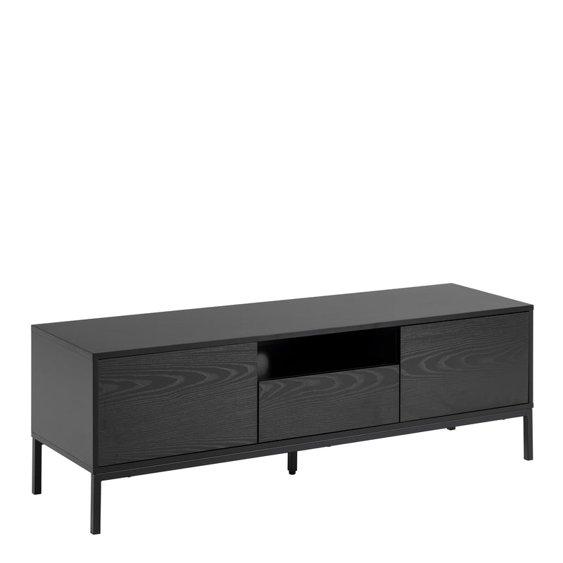 Seaford 2 Door 1 Drawer TV Unit in Ash Black — front view