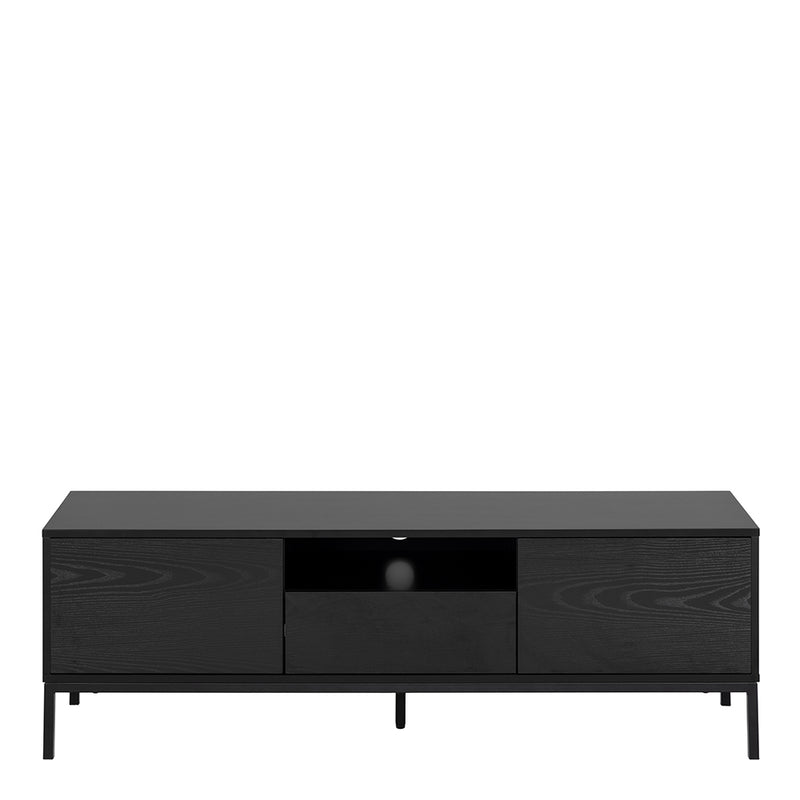 Seaford 2 Door 1 Drawer TV Unit in Ash Black — side angle