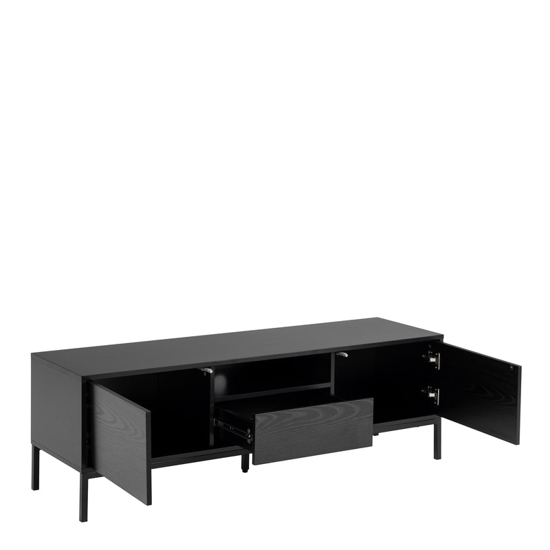 Seaford 2 Door 1 Drawer TV Unit in Ash Black — alternative angle