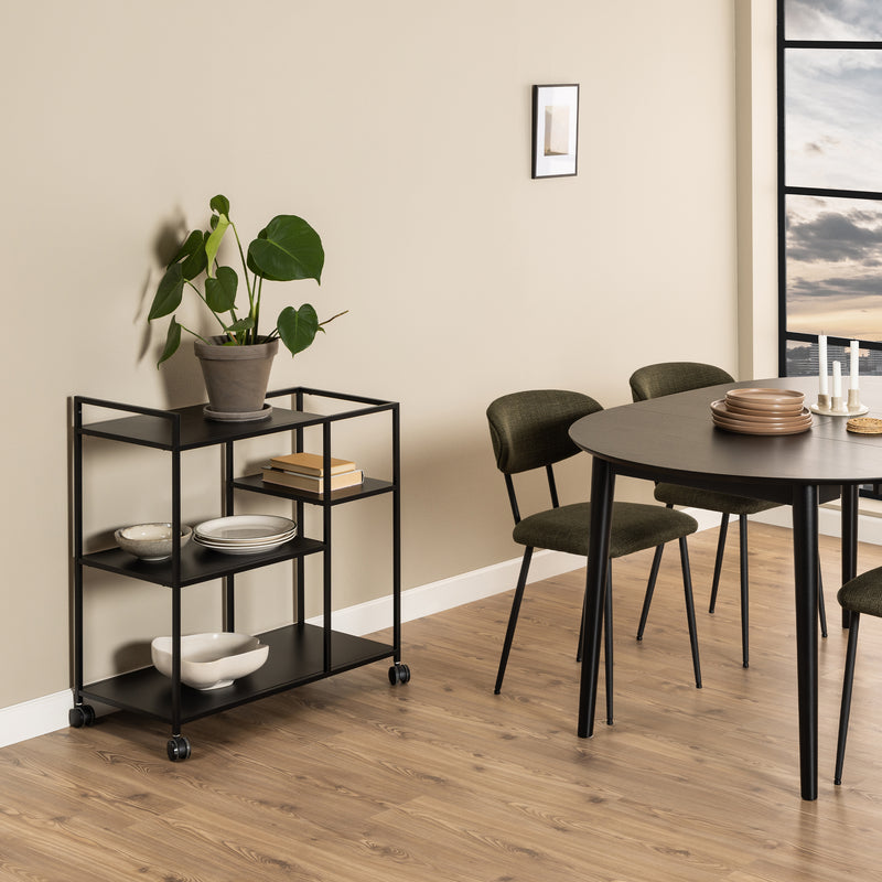 Newcastle Serving Trolley in Matt Black — alternative angle