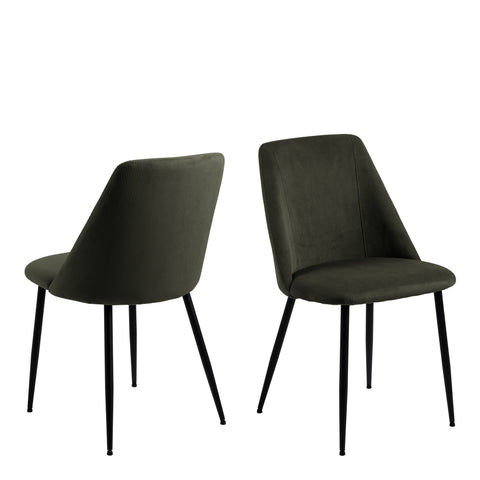 Ines Dining chair in Olive Green Set of 4 — front view