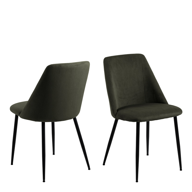 Ines Dining chair in Olive Green Set of 4 — front view