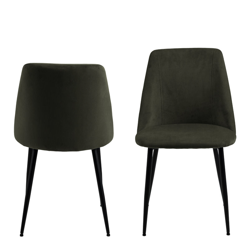 Ines Dining chair in Olive Green Set of 4 — side angle