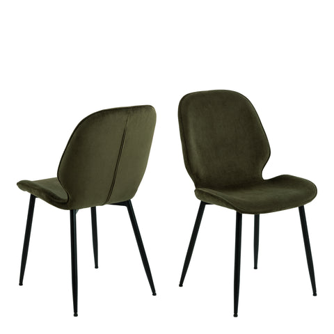 Femke Dining Chair in Olive Green Set of 4 — front view