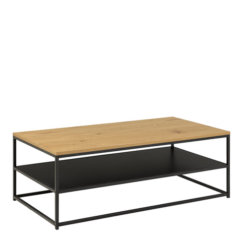 Gila Coffee Table with Open Shelf in Oak & Black — front view