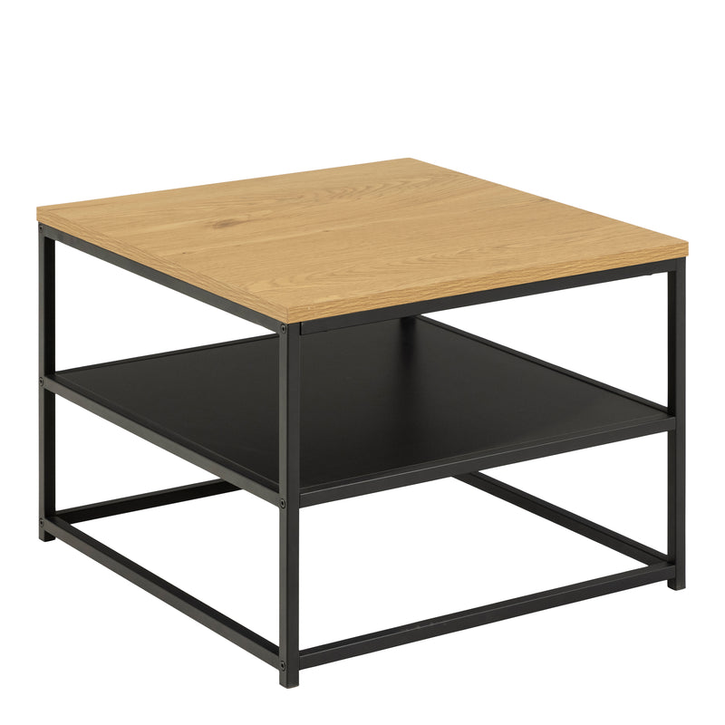 Gila Square Coffee Table with Open Shelf in Oak & Black — front view