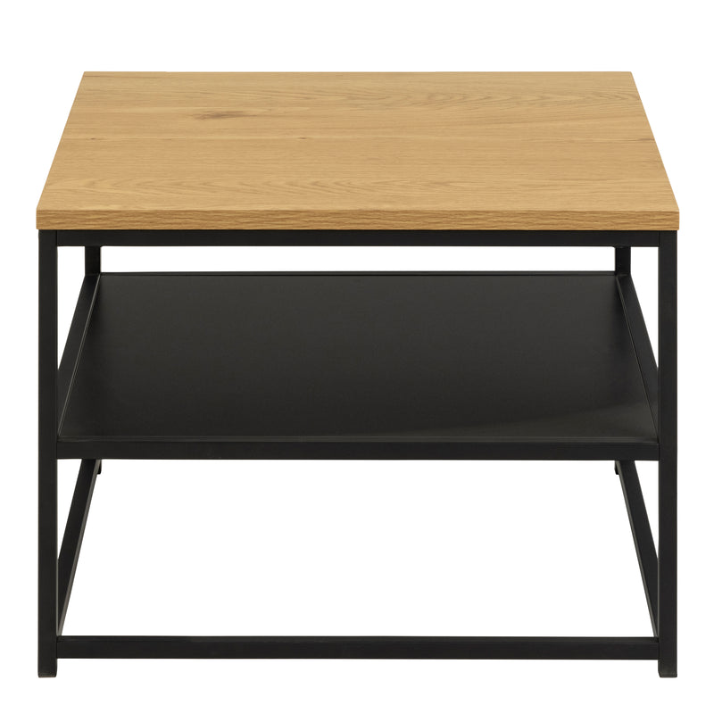 Gila Square Coffee Table with Open Shelf in Oak & Black — side angle