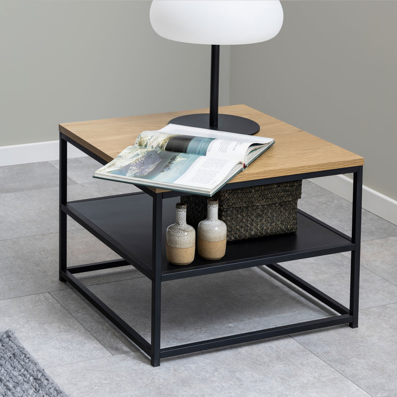 Gila Square Coffee Table with Open Shelf in Oak & Black — alternative angle