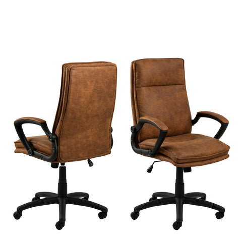 Brad Swivel Office/Desk Chair with Armrest in Brown — front view