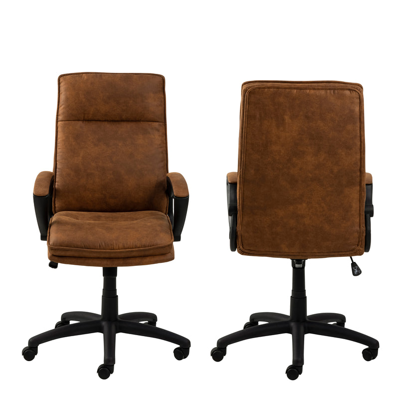 Brad Swivel Office/Desk Chair with Armrest in Brown — side angle