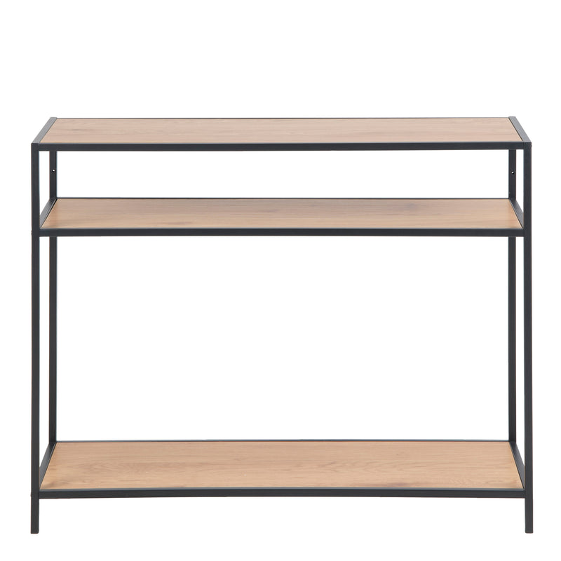 Seaford Console Table, 2 Shelves in Black and Oak — view