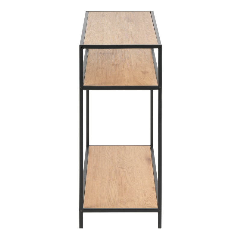 Seaford Console Table, 2 Shelves in Black and Oak — detail view