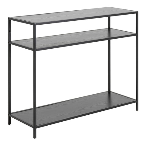 Seaford Console Table with 2 Shelves in Black — front view
